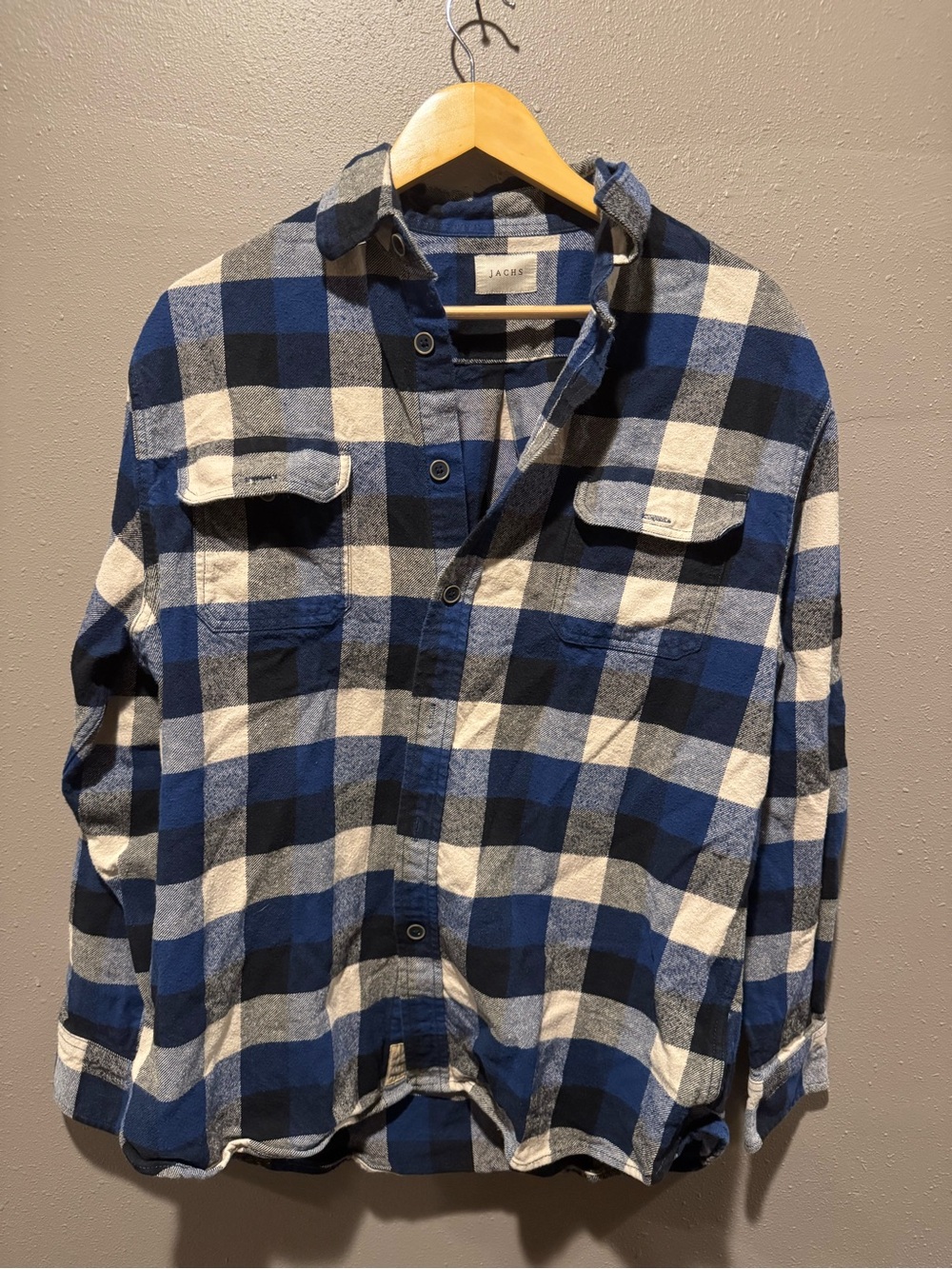 Jachs Men’s Blue & White Plaid Button-Up Shirt